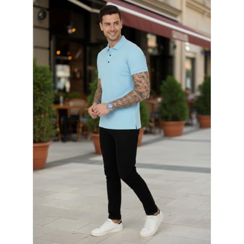 Image of SIDE UP Polo T Shirt for Man with Pocket, Polo T Shirts for Men, Summer Shirt with Collar, Half Sleeve, Cotton Blend, Light Weight, Comfotable Fit (Pack of 1) M to 3XL