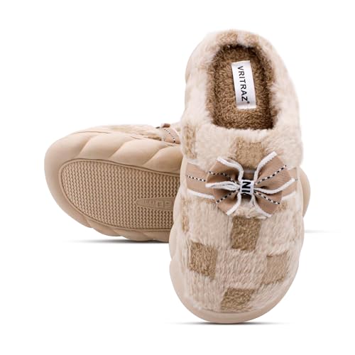 Image of VRITRAZ Women's Comfort Slip On Closed Toe Warm Winter House Clog Indoor Slipper
