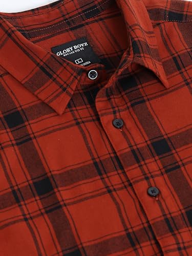 Image of GLORYBOYZ Men's Full Sleeve Checkered Casual Cotton Shirt S-2XL