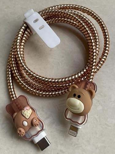 Image of Compatible with iPhone Cute Cat Charger Case Cover | Cartoon Character Silicone Charger Case Cover for 18-20W 360 Degree Full Protection Cover (Cat 11 M Brown)