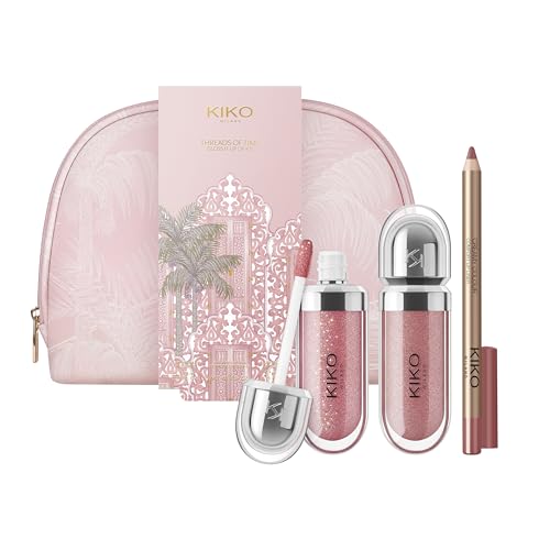 KIKO Milano Threads Of Time Gloss It Up Lip Kit, Coffret Cadeau Lèvres: 2 Brillants À Lèvres Hydratants Et Crayon À Lèvres Crémeux