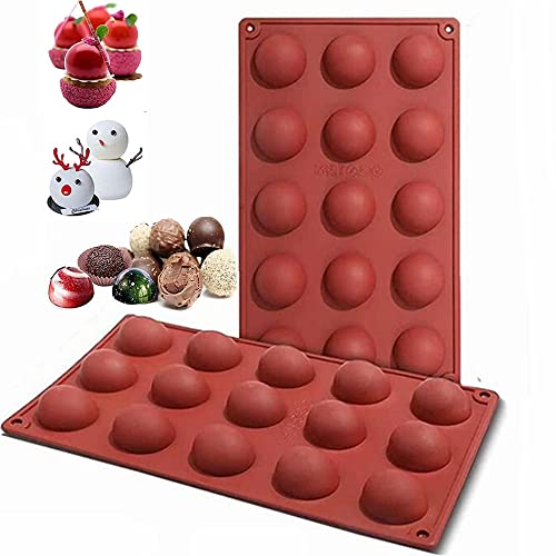 Moule en silicone demi-sphère,Tukcherry Moules à chocolat en silicone Moules de cuisson pour faire du chocolat, des gâteaux, de la gelée, de la mousse de dôme (15 trous)