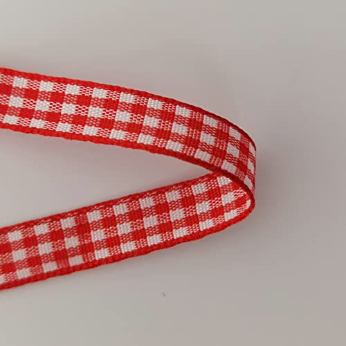 Micomon Red And White Gingham Ribbon 25 Yards Each Roll 100% Polyester (3/8", Red) #TOP7