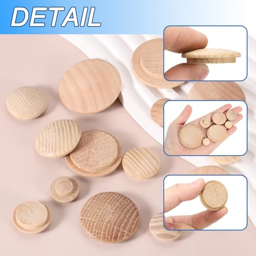 Image of uxcell 30 Pcs 0.9 x 1.1 Inch Wood Hole Plugs, Wooden Screw Hole Cover, Wood Pocket Button Plug for Chair Stair Craft Furniture Woodworking