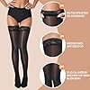 MANZI Shiny Thigh High Stockings Sexy Hold Ups Stockings Silky Sheer Lace Top Stocking for Women Black L-XL #2