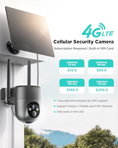 Image of LIWAN 4G LTE Cellular Security Camera, No WiFi Security Camera Wireless Outdoor with SIM Card, Solar Powered, 2K Color Night Vision, 360 View, PIR Sensor, Off Grid Cameras for Farm, Cabin, Job Site