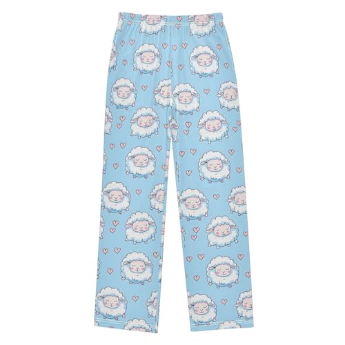 ALAZA Cute Sheep Pajamas Bottoms with Pockets Comfy Pjs Sleepwear Elastic Waistband Pajamas Pants Lounge Pants for 6-14 Years