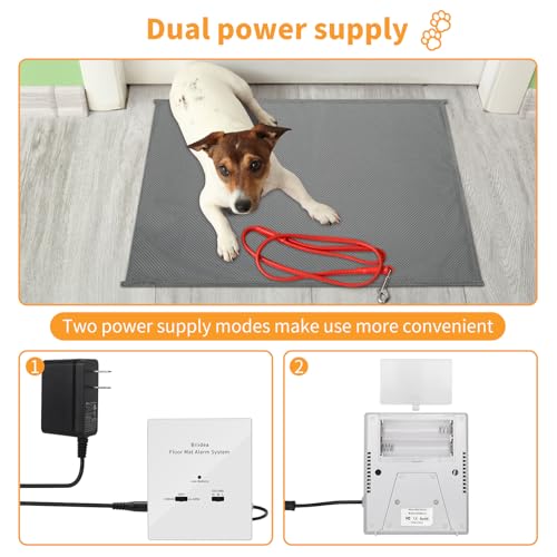 Floor Mat Home Alarm System, Briidea Pressure Mat Alarm with Alert & Chime, Adjustable Volume, Dual Power Supply, as Pet Door Mat or Elderly Monitoring Mat, Welcome Mat, 21" x 29" Size, 33ft Cord - Image 6