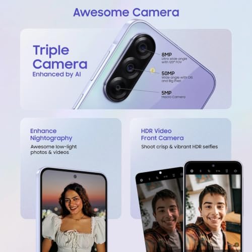 Image of Samsung Galaxy A36 5G (Awesome Black, 12GB RAM, 256GB Storage) | Snapdragon 6 Gen 3 Octa-Core Processor | 50MP + 8MP AI Dual Camera | 12MP Front Camera | 6.7-inch FHD+ Super AMOLED 120Hz Display |