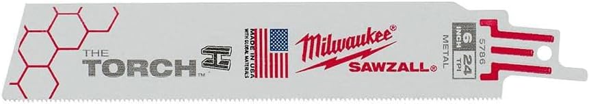 Milwaukee Electric Tool 48-00-5786 Sewall Reciprocating Saw Blade, 6" L x 1" W x 0.035" T, 24 TPI
