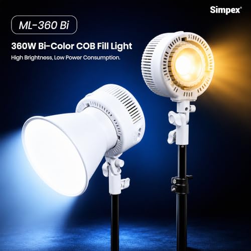 Image of Simpex ML360 360W Bi-Color COB Video Light, 2700K-6500K, CRI 95+, APP Smart Control, Ultra-Quiet Cooling Fan, 6 FX Effects, Stepless Dimming, Bowens Mount Studio Light for Photography, Videography