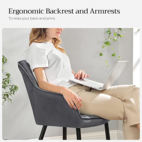 SONGMICS eetkamerstoel set van 2, fauteuil, gestoffeerde stoel met armleuningen, metalen poten, fluwelen bekleding… - Image 4