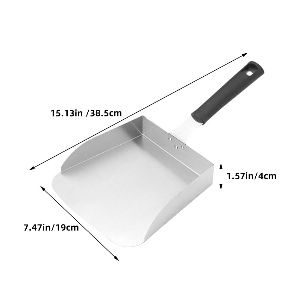 ABOOFAN Pelle À Frites Inox 15.16 Pouces CuillèRe À Nourriture Domestique Spatule Polyvalente Pour Pop-Corn Hamburger Et Frites En Acier Inoxydable Ergonomique