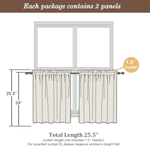 Image of Chyhomenyc Sheer Purple Tier Curtains 24 Inch Length, Small Window Curtains Treatment for Bathroom Living Room Basement, Short Rod Pocket Cafe Curtain, 42W x 24L Inches, 2 Panels