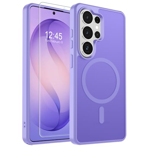 Image of SUPFINE Magnetic for Samsung Galaxy S26 Ultra Case with Screen Protector, (Built-in Magnets) (Military Grade Drop Protection) Slim Translucent Shockproof Phone Case,Purple
