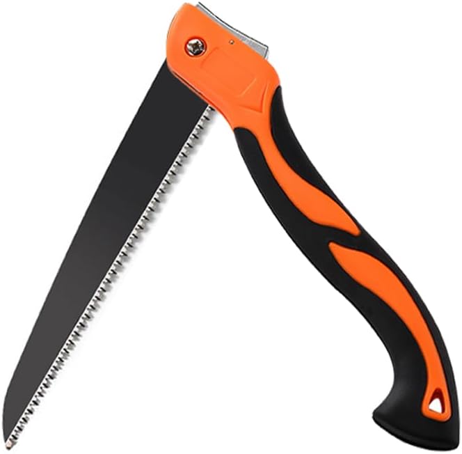 Folding Hand Saw for Wood Cutting, 11 Inch Woodworking Bushcraft Camp Small Handheld Trimming Tree Limb Tree Trimmer, Saw with Ergonomic Non-Slip Handle Design,Quality SK-5 Steel