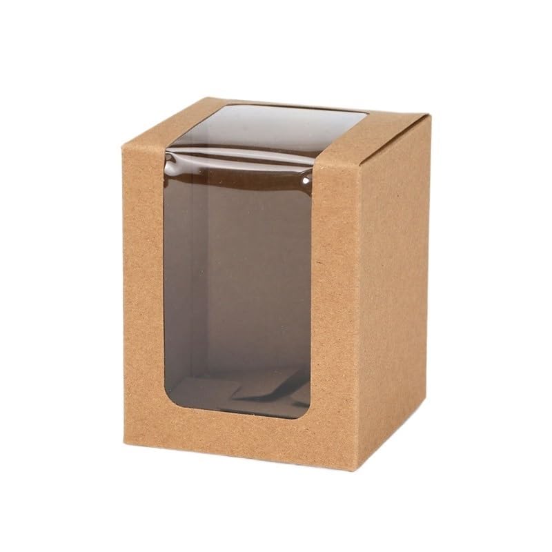 25Szt Przezroczyste Pudełka Papierowe, Kartonowe Pudełko Na Deser Na Świąteczne Przyjęcie Weselne Na Walentynki/Kraft Paper/8 X 8 X 10Cm