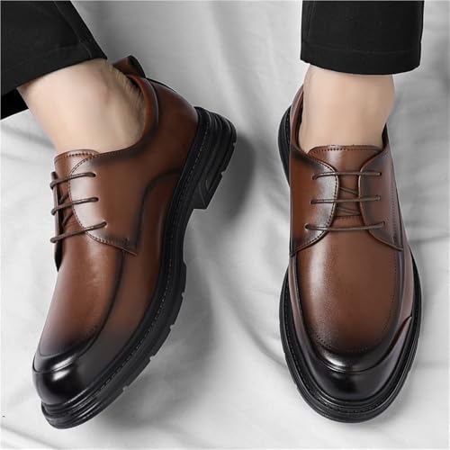 Men's Business Casual Dress Shoes Breathable Leather Oxfords All Season Formal Work Shoes Stylish Office Wear(Brown,8)2