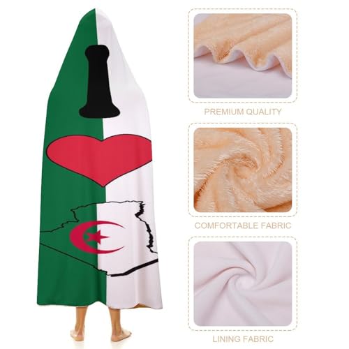 Couverture à capuche drapeau Algérie plaid d'intérieur doux - 5