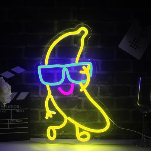 Dancing Banana Neon Sign Banana Neon Light LED Light Up Sign for Wall Decor Dimmable for Room Wall Art 10.2