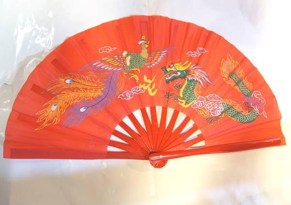 Amazon.co.jp: 龍鳳凰・功夫扇子（カンフー扇子）・赤色33cmサイズ