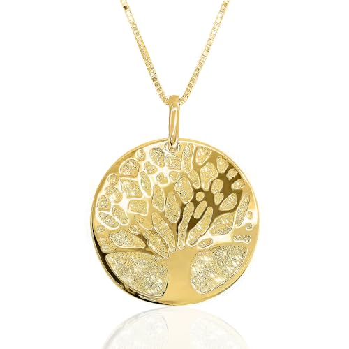 Collier Arbre de Vie Or Vrai 14 carats 585/1000 - Bijou Italien Certifié Qualité Supérieure