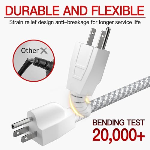 Image of 16 /3 Braided Extension Cord 10 FT, Braided Extension Cord Flexible & Durable, Indoor 3 Prong Power Cable, Suitable for Home and Office, 13 Amp 1625 Watt 125VAC 16AWG, ETL Listed