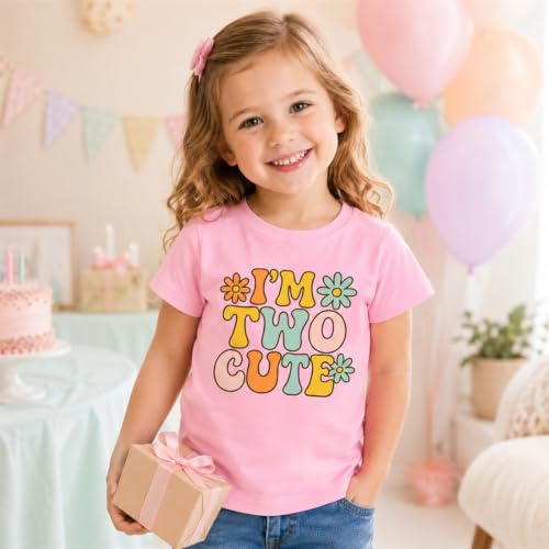 Image of Toddler Girls 2nd Birthday Shirt Outfit for Girls Cute Two Years Old Birthday Gift