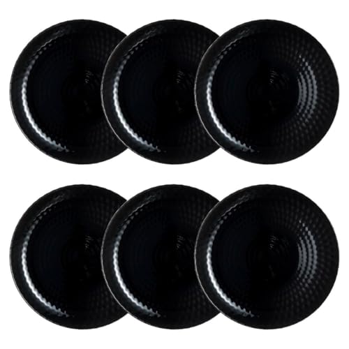 Luminarc Pampille Negro Set 6 Platos Llanos Vidrio Apto Microondas Apto Frigorífico Apilable