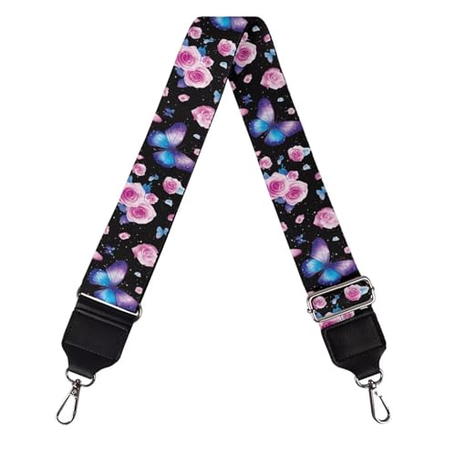 Image of TODIYADDU Butterfly Pink Flower Bag Straps Shoulder Strap Replacement Adjustable Straps Purse Extender Shoulder Strap Bag Strap Crossbody for Women Students Suitable for Handbag Computer Bag
