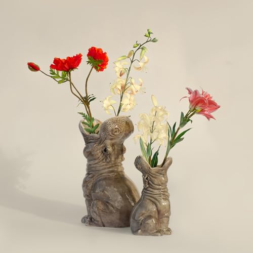 Florero de hipopótamo grande en formato maxi para decorar mesas de comedor 5