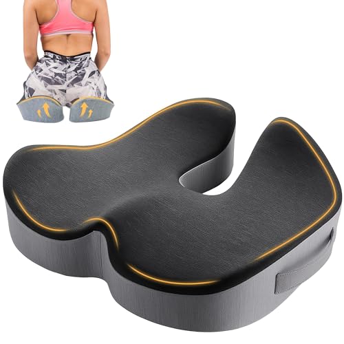 Millennium Store Coccyx Cushion for Tailbone Pain Relief, Orthopedic Memory Foam Seat Cushion for Sciatica, Hip & Back Support, Ergonomic Car and Office Chair Cushion with Built-In Carry Handle