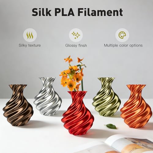 Image of ERYONE Silk Filament PLA+ 1.75mm Upgraded Shiny 3D Printer Filament, Gloss Finish, Fit Most FDM Printer Stable Printing,1kg (2.2LBS) /Spool, Dark Gold