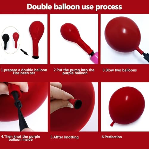 Image of Red White Balloon Garland Dark Red Double Stuffed Balloons Arch Kit Set For Birthday Mothers Day Valentine Engagement Anniversary Bridal Shower Party Decorations