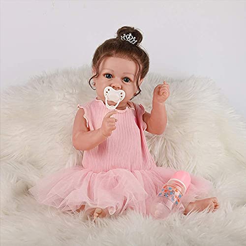 MWKL Lebensechte realistische Badepuppen Nettes Reborn Baby 58cm Reborn Puppe Schöne Simulationspuppe 22 Zoll… – Bild 4
