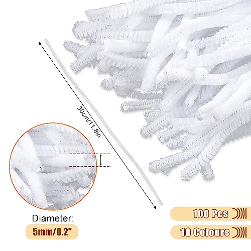 100Pcs Pipe Cleaners, 30cm White Pipecleaners for Craft Soft Fuzzy Pipe Cleaners Wire Sculpture for Craft Flowers Holloween - Image 2