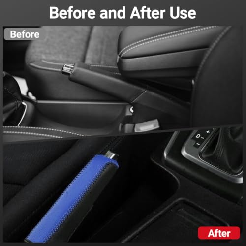 Image of STHIRA Car Handbrake Cover PU Leather Anti-slip Universal Slide-on Guard