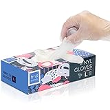 Disposable Vinyl Gloves, Non-Sterile, Powder Free, Smooth Touch, Food Service Grade, Large Size [100 Pack]
