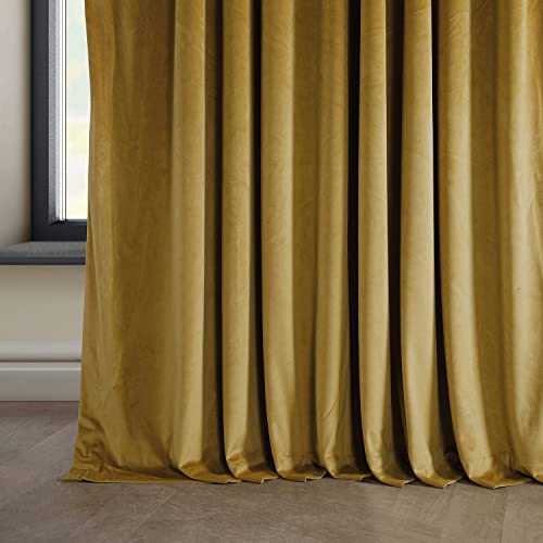 Image of HPD Half Price Drapes Signature Plush Extra Wide Velvet Blackout Curtains for Bedroom (1 Panel),100W X 84L Hotel Black Out Curtains for Living Room, Thermal Insulated Blackout Curtains, Sophomore Gold