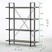 HSH 4-Shelf Vintage Industrial Bookshelf, Rustic Gray Wood and Metal 4 Tier Bookcase, Open Wide Etagere Book Shelf for Home Office Livingroom Bedroom Dispaly, Light Grey Oak