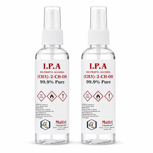 Image of IPA Iso-Propyl Alcohol 99.9% Pure | Multipurpose Cleaning, Lab, Electronics & Medical Use (100ml, Pack of 2)