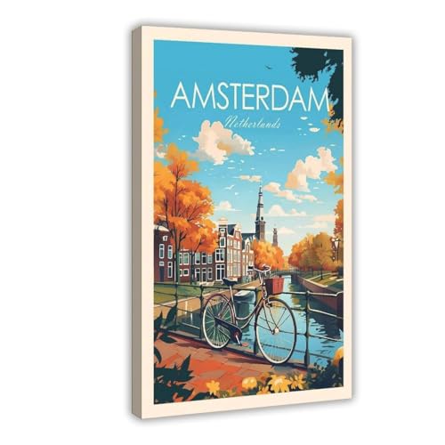 Poster Amsterdam sur toile 40x60 cm pour decoration chambre et bureau