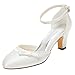 Emily Bridal Brautschuhe Elfenbein Hochzeit Schuhe High Heel Runde Knöchelriemen Bow Brautschuhe (EU36, Elfenbein)