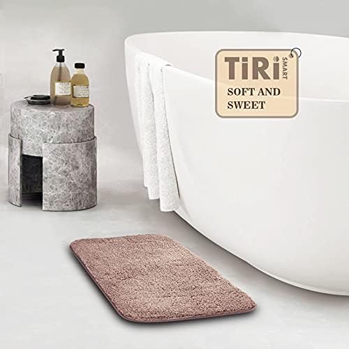 TiRiSMART Small Bath Mat 60x40cm Thickened Non Slip Bathroom Rug,Brown