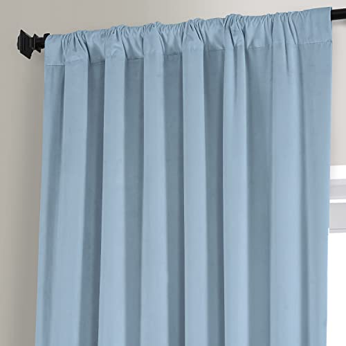Image of HPD Half Price Drapes Signature Plush Velvet Blackout Curtains for Bedroom (1 Panel), 50W X 96L Hotel Black Out Curtains for Living Room, Thermal Insulated Blackout Curtains for Windows, Starry Blue