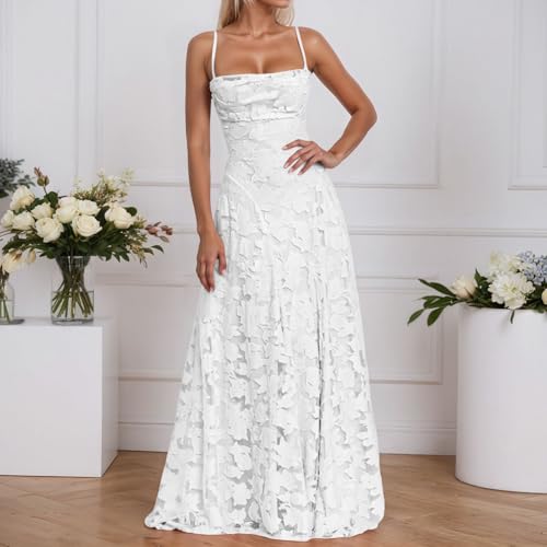 Robe d'été dos nu bretelles spaghetti longue jupe décontractée fluide