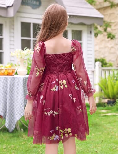 IDOPIP Toddler Baby Girls Dresses Long Puff Sleeve Pageant Mesh Tutu Dress Infant Wedding Baptism Photo Shoot Tulle Dress4