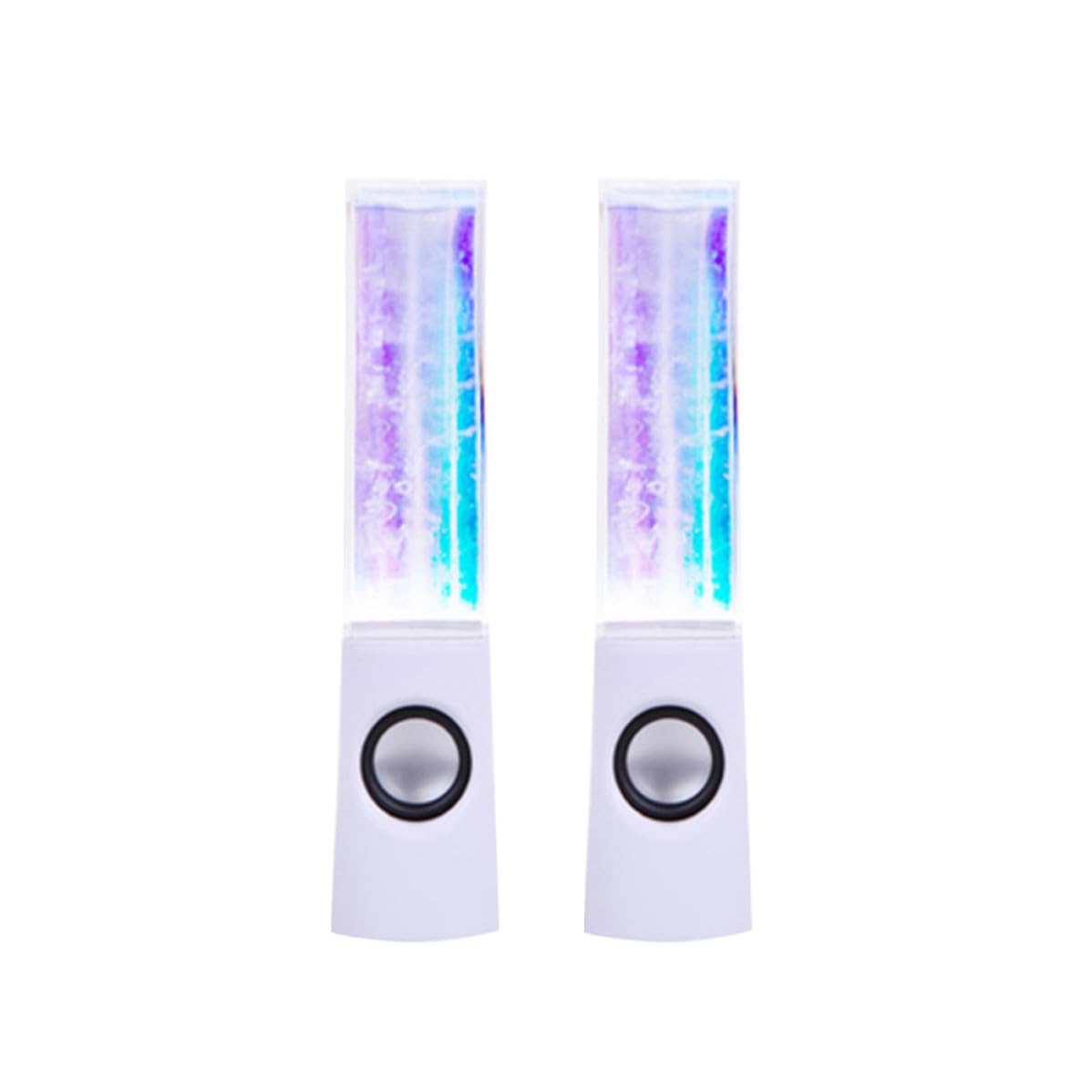 Coppia di Casse Fontana Luci LED Colorate, Altoparlanti Stereo da 2x3w in ABS e Acrilico per Laptop e Smartphone, per Party e Picnic