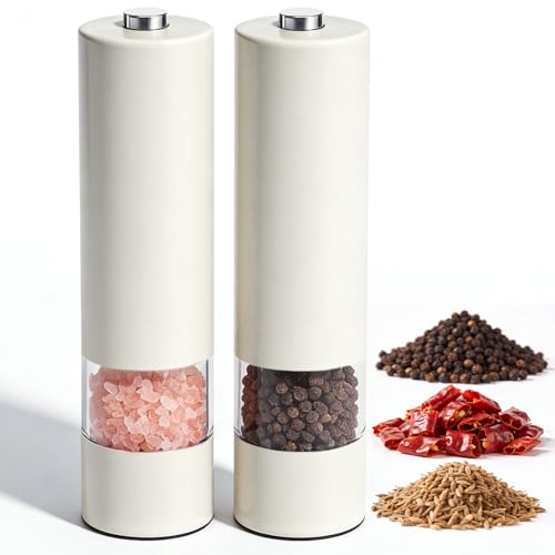 Virklyee Moulin à Poivre Electrique 2PCS Moulin à Poivre Moulin Électrique à Sel et Poivre Set Saliere et Poivriere Electrique Meulage automatique Noyau de...