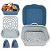 Produktbild Silikon Backpapier Für Heißluftfritteuse, 2Pcs 8.3Inch Airfryer Zubehör, Silikonform Heißluftfritteuse Reusable, mit zwei OfenhandschuhenBule and Gray